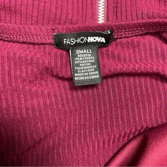 Fashion Nova Burgundy long Off shoulder Dress - Picture 4 of 4